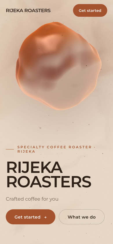 Phone view of the coffee roaster site.